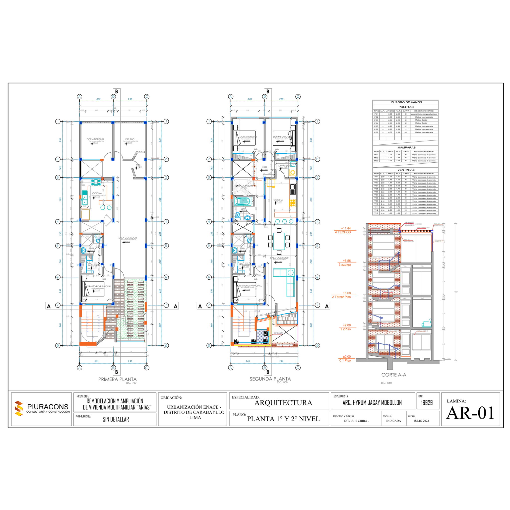 pLANOS ARQUITECTONICOS DE UNA REMODELACION DE UN EDIFICIO MULTIFAMILIAR